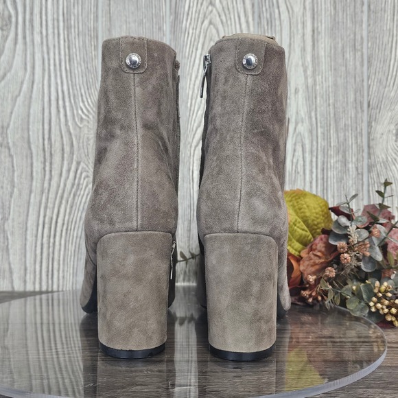 Nine West 9x9 Wndery Leather‎ Block Heel Booties Women's 8M Taupe NWOB - Picture 4 of 9